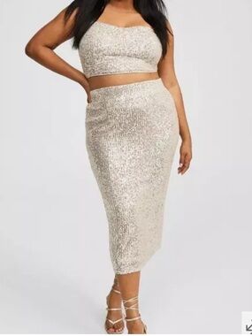 Torrid Sequins Maxi Skirt Champagne 1X